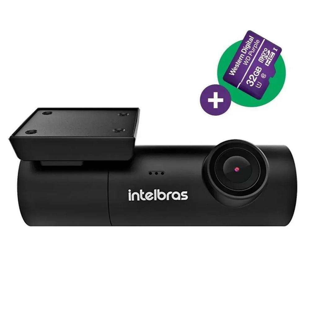 Câmera Veicular Full HD Smart DC3102 Wi-Fi, Mic Interno, Preto, Intelbras + Cartão SD 32GB