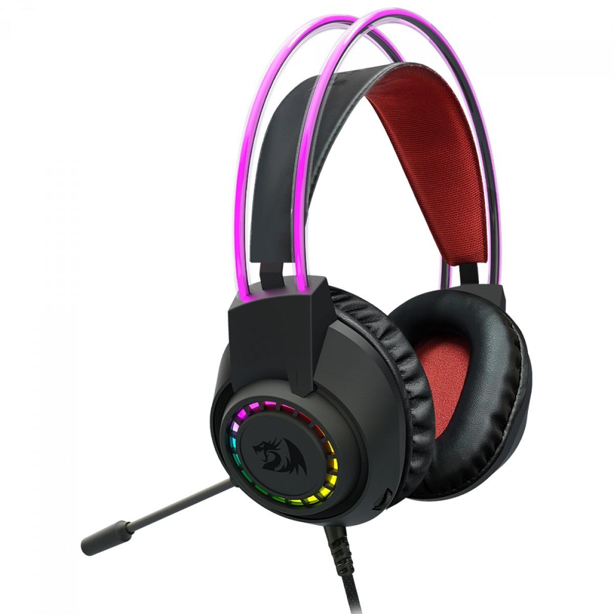 Headset Gamer Redragon Scream, RGB, Drives 40mm, Preto