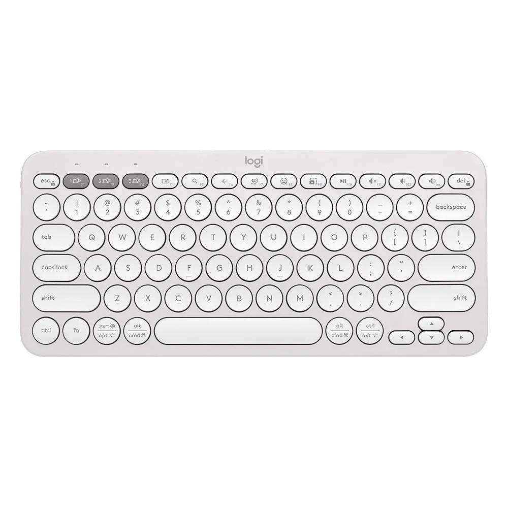 Teclado sem Fio Logitech, Bluetooth e USB, Pebble Keys 2 K380S, Easy-Switch e Pilha Inclusa, Branco