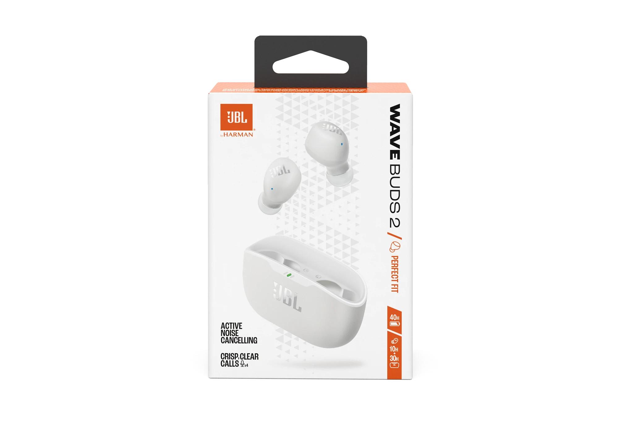 Fone de Ouvido JBL TWS Wave Buds 2 Branco, Bluetooth 5.3, Resistente a Água e Poeira, JBLWBUDS2WHT