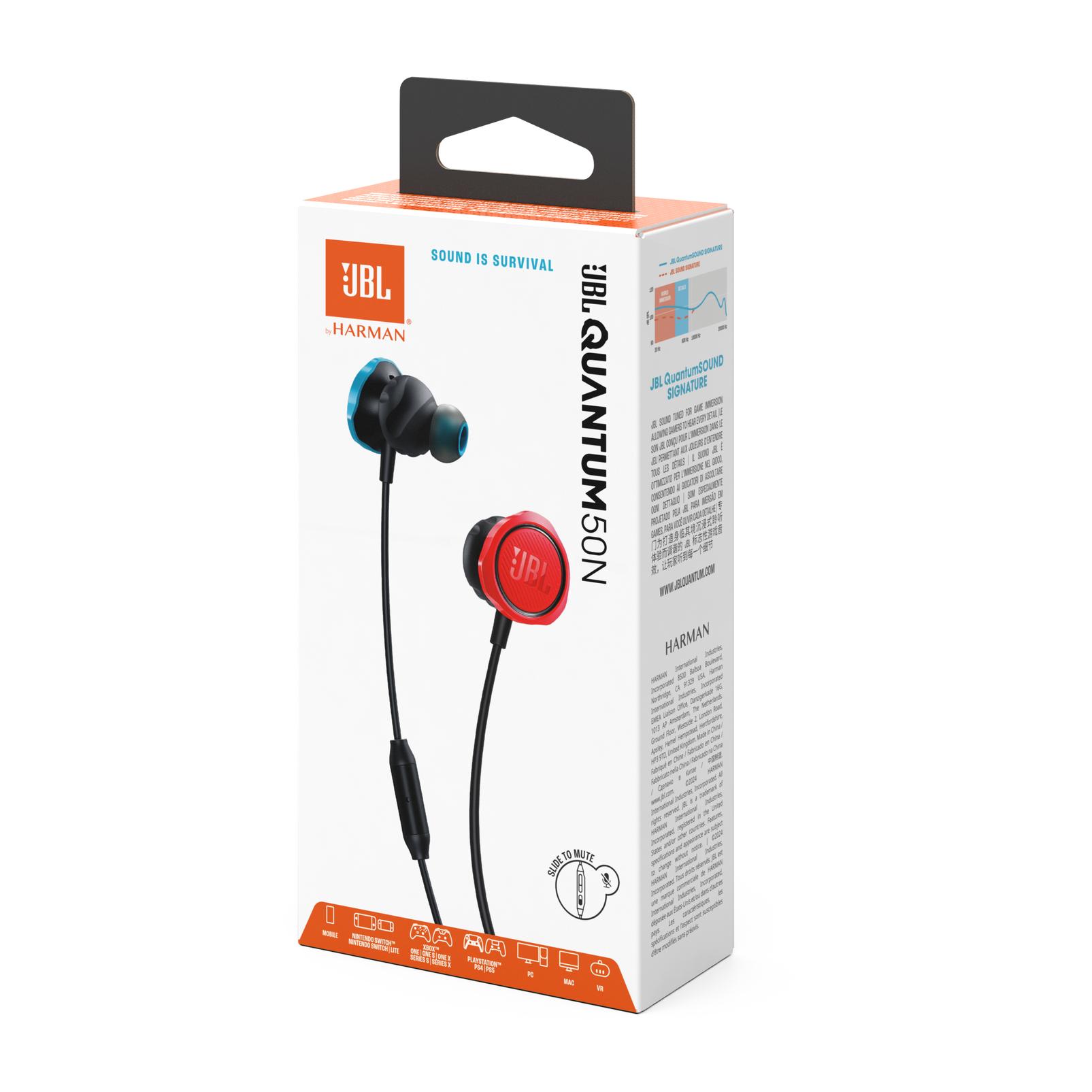 Fone de Ouvido Gamer Intra Auricular JBL Quantum 50N, Conector 3,5mm, Azul e Vermelho, JBLQUANTUM50N