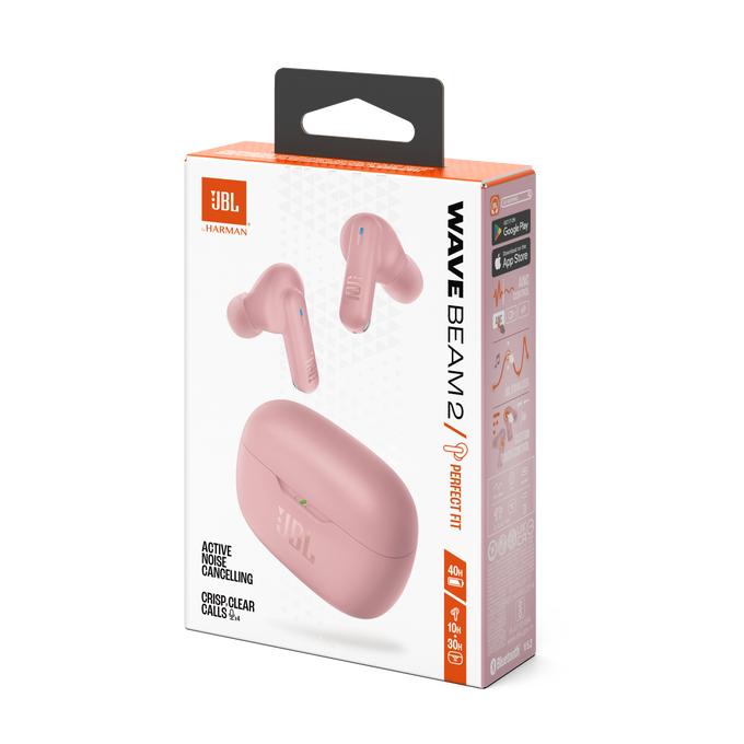 Fone de Ouvido JBL TWS Wave Beam 2 Rosa, Bluetooth 5.3, Resistente a Água e Poeira, JBLWBEAM2PIK