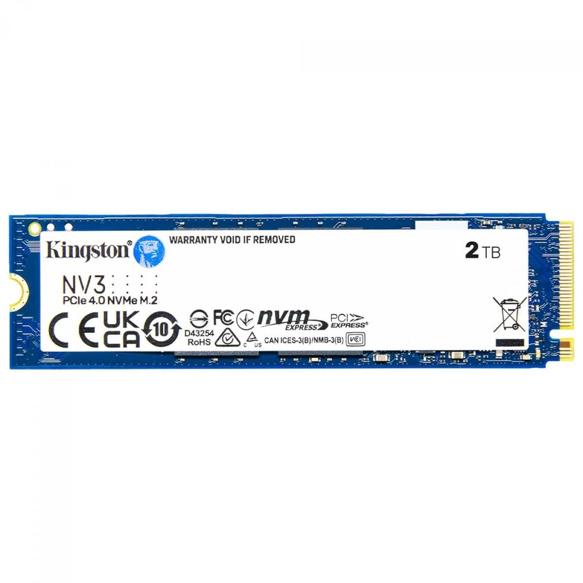 SSD M.2 NVMe 2TB Kingston NV3 PCIe 4.0 2280 Leitura 6000MB/s Gravação 5000MB/s