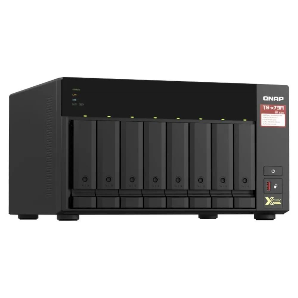 Storage NAS Qnap 8 Baias Ryzen V1500B 8GB DDR4 2XM.2 NVMe, 2x 2.5GBE LAN, 2XPCIE X4, IR, sem Disco