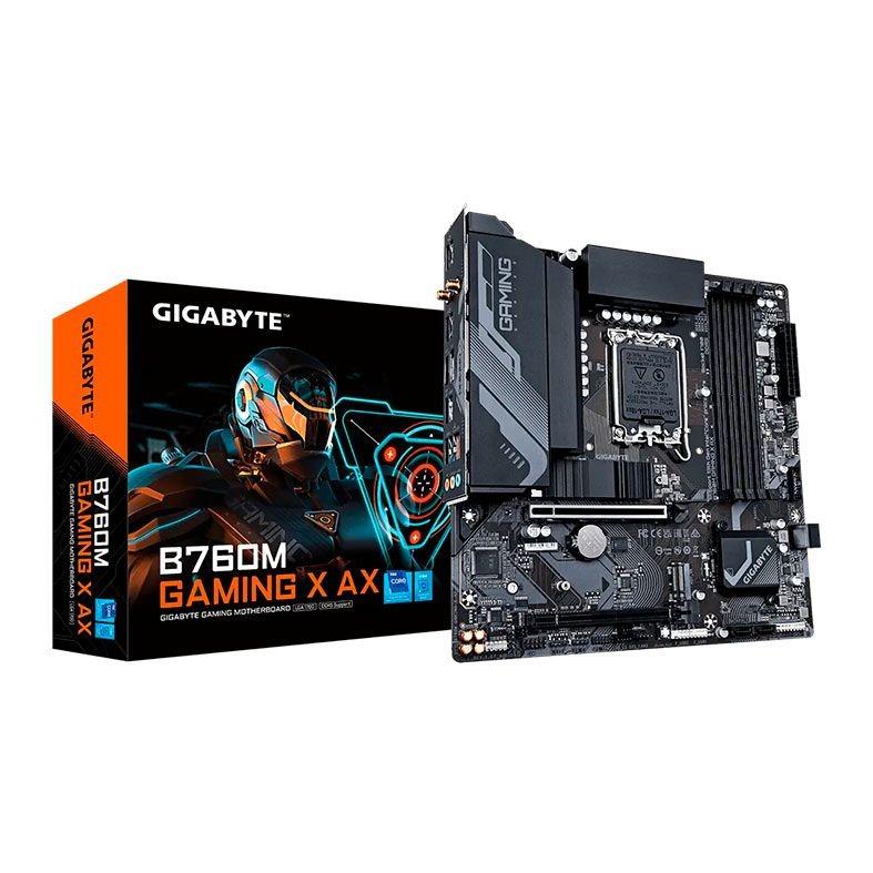 Placa Mãe Gigabyte LGA 1700 B760M Gaming x Ax DDR5, Wi-Fi, M-ATX, M.2, LAN 2.5GBE, USB 3.2 12/13/14G