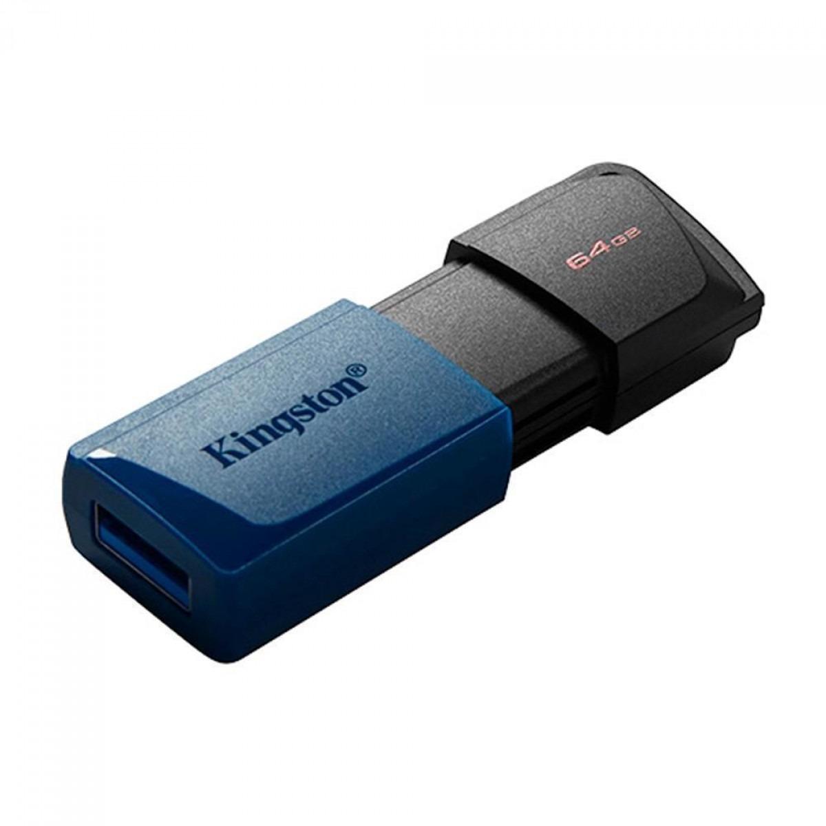 Pen Drive 64GB USB 3.2 Datatraveler Exodia Preto e Azul Kingston
