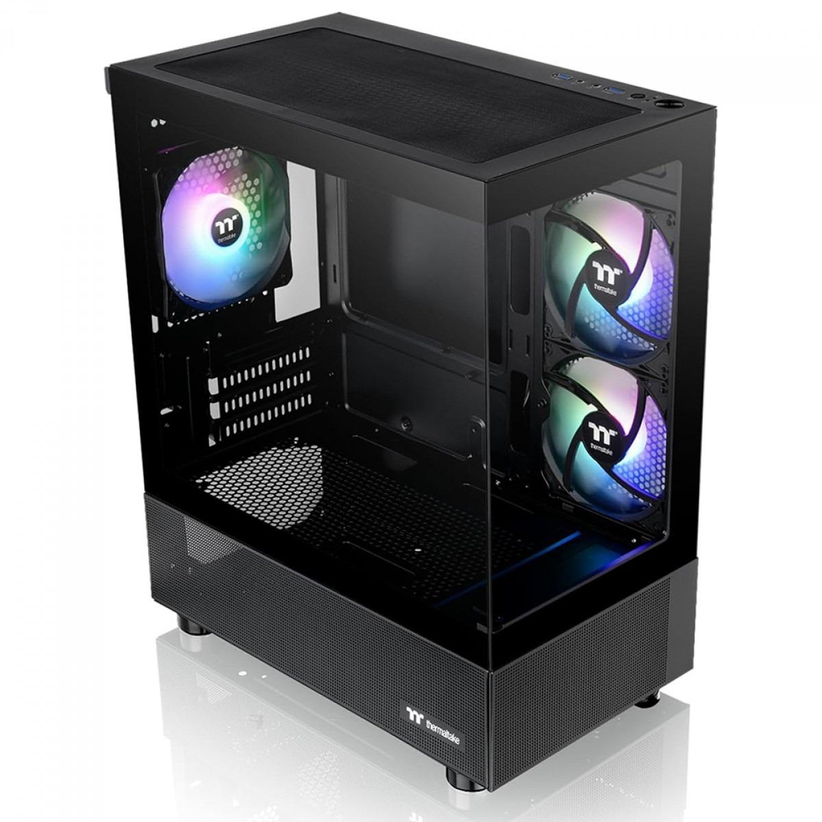 Gabinete Gamer Thermaltake View 170 Tg, Mid-Tower, ARGB, Vidro MATX, sem Fonte, com 3 Fans, Preto