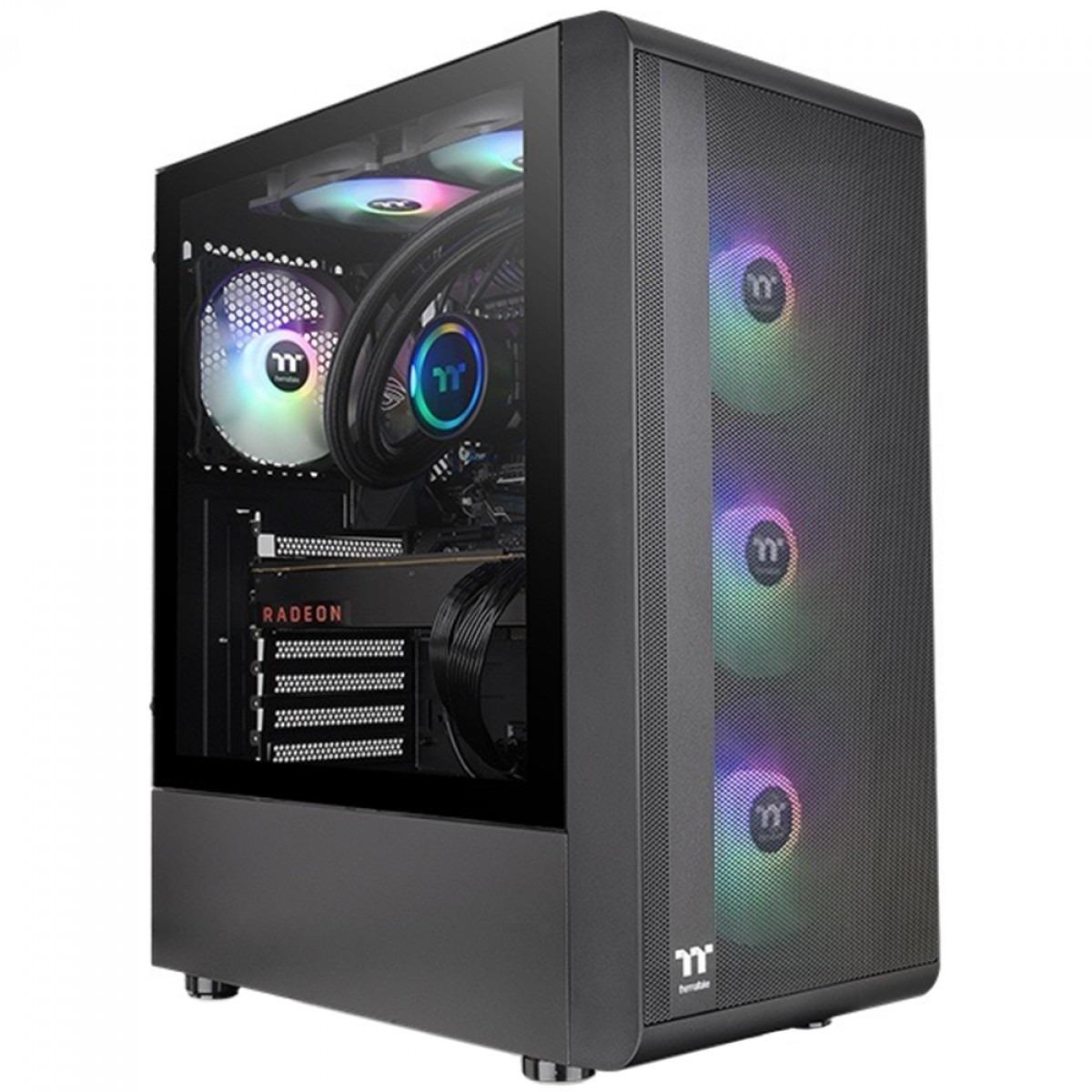 Gabinete Gamer Thermaltake S200 Tg ARGB, Vidro Temperado, Mid-Tower, ATX, com Fonte 650W, com 4 Fans