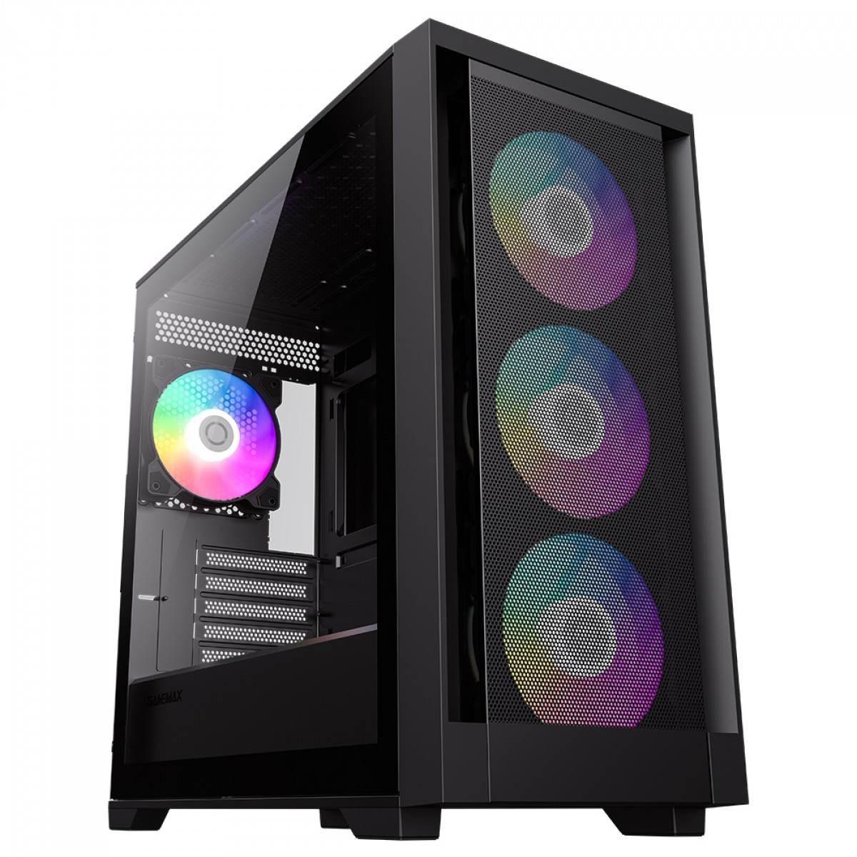 Gabinete Gamer Gamemax Defender, Vidro Temperado, Mid-Tower M-Atx/mini-ITX, sem Fonte sem Fans - Preto