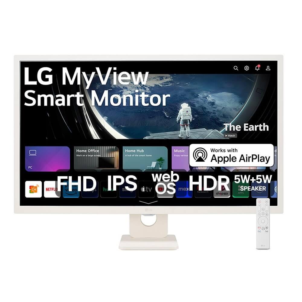 Monitor Smart LG 32" FHD IPS, webOS, Airplay 2. Screen Share, Thinq Home, Bluetooth - Branco