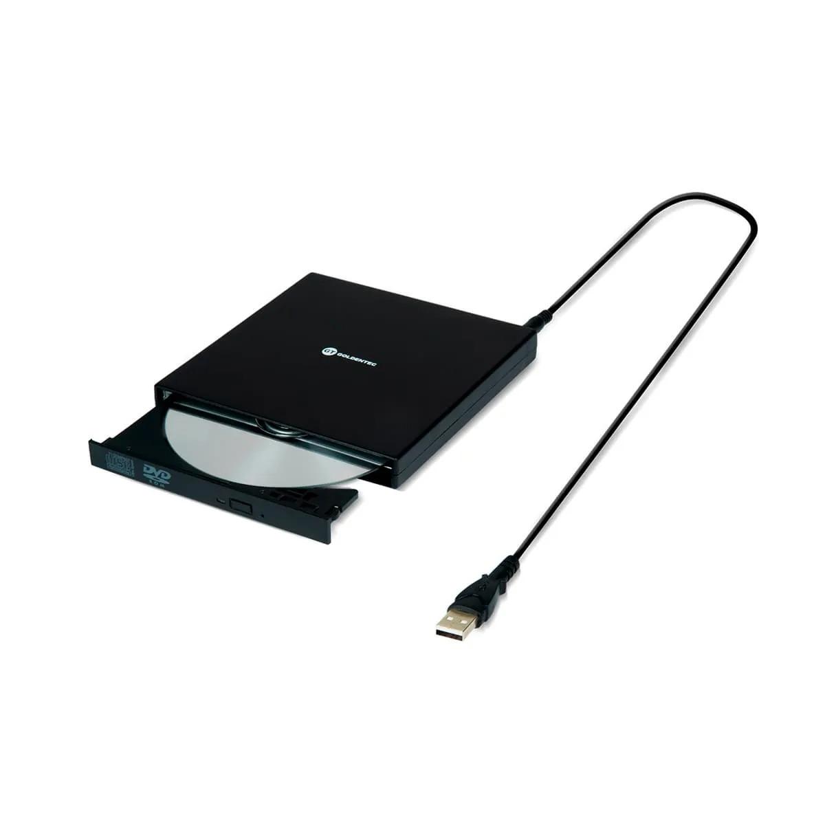 Leitor de Cd/Dvd, Gravador Cd, Externo Portátil Slim USB, Preto - Goldentec