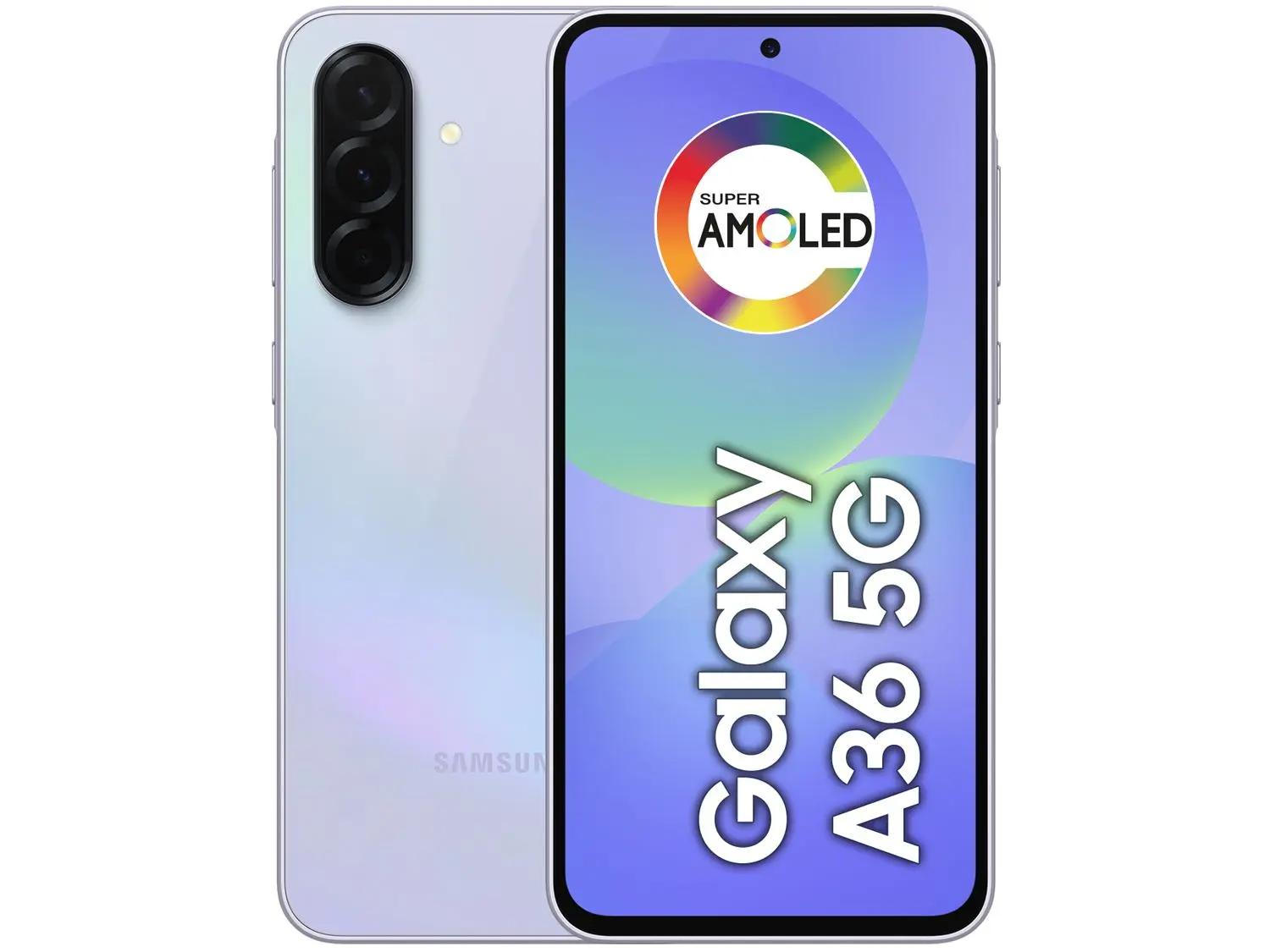 Smartphone Samsung Galaxy A36 5G, 128GB, 6GB RAM, Violeta,camera de 50MP,TELA Super Amoled 6.7",IP67