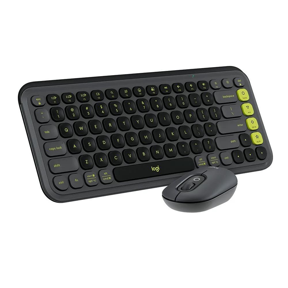 Teclado e Mouse sem Fio Logitech Pop Icon, Teclas Personalizáveis, Silencioso, Bluetooth, Grafite