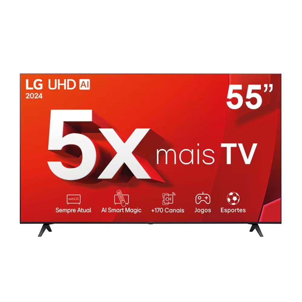 Smart TV LG 55" 4K Ultra HD 55UT8050 A5 GER7 AI, Alexa/Chromecast, webOS 24 e Controle Smart Magic
