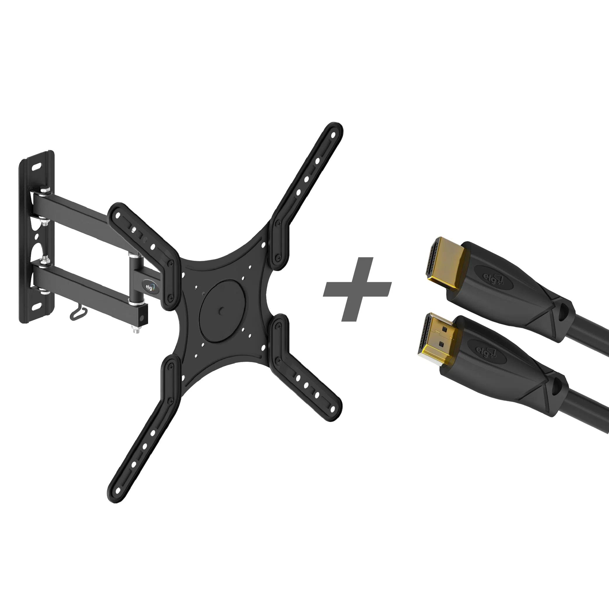 Suporte Articulado de Parede ELG para Tvs de 26" a 55" + Cabo HDMI 2,5m - KF4H25