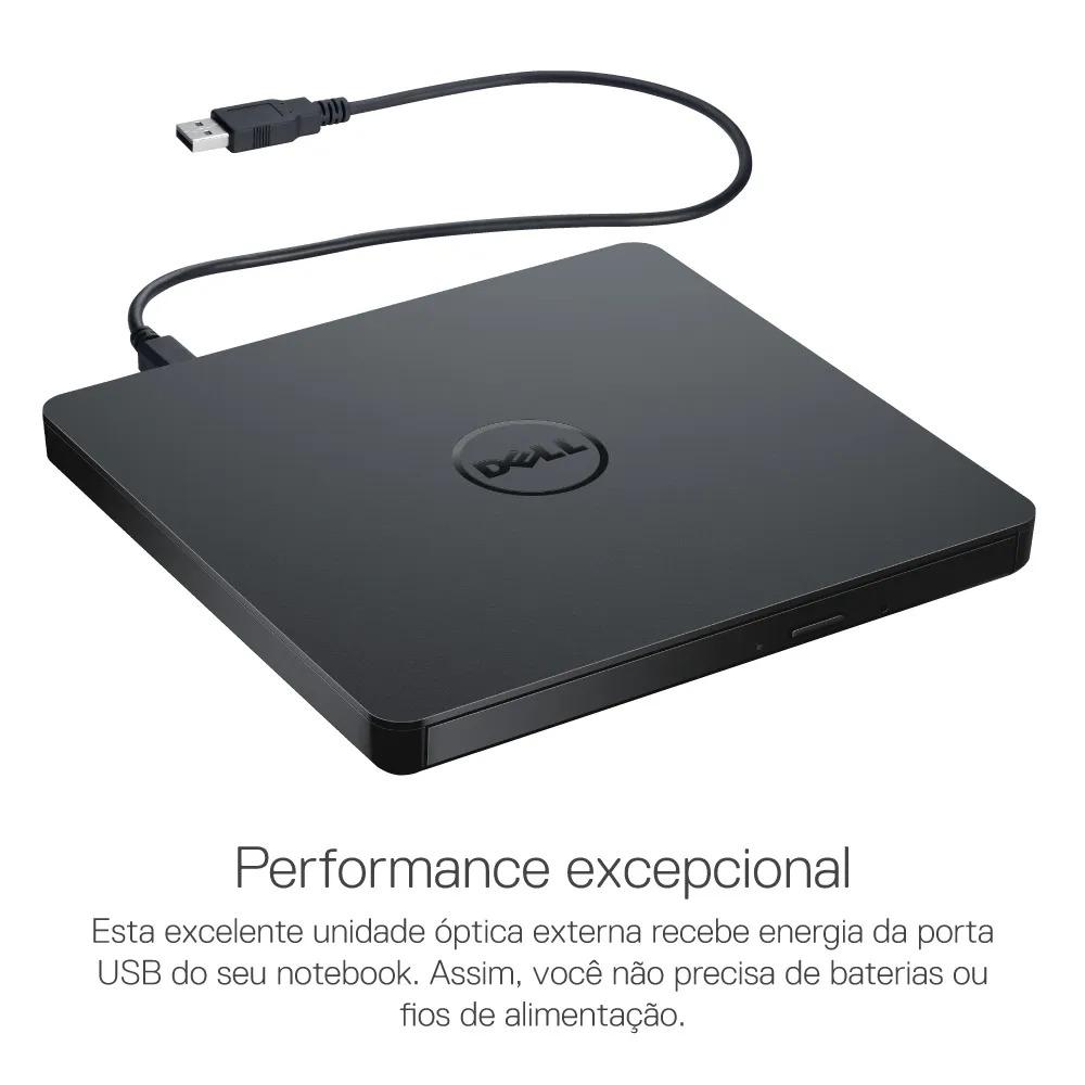 Gravador de Cd/Dvd Externo USB Dell Slim DW316 Preto