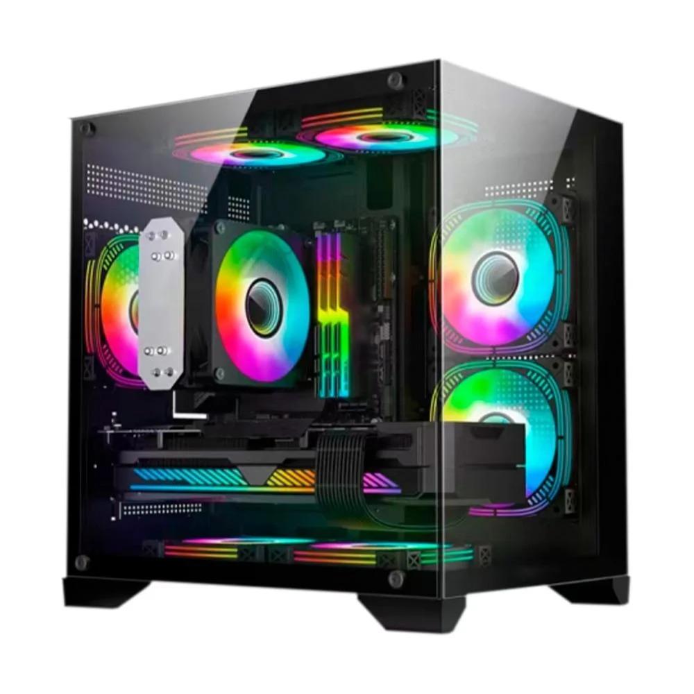 Gabinete Gamer M-ATX Hayom Mini-Tower GB1790 RGB, Lateral de Vidro com 4 Fans - Preto