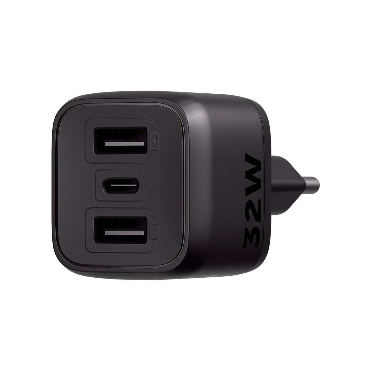 Carregador de Parede Turbo Intelbras USB-C + 2 USB a EC12 Power 32W Preto