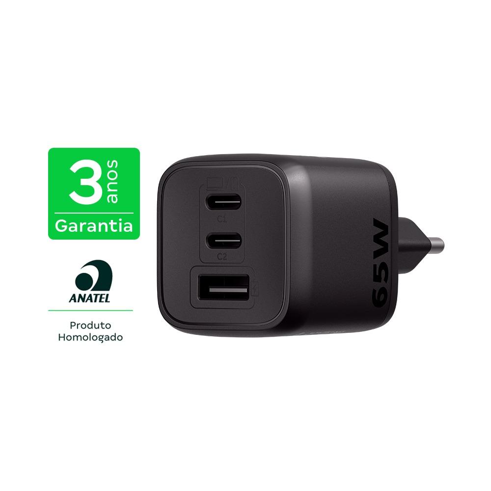 Carregador de Parede Turbo Intelbras 2 USB-C + USB a EC21 Power 65W Preto