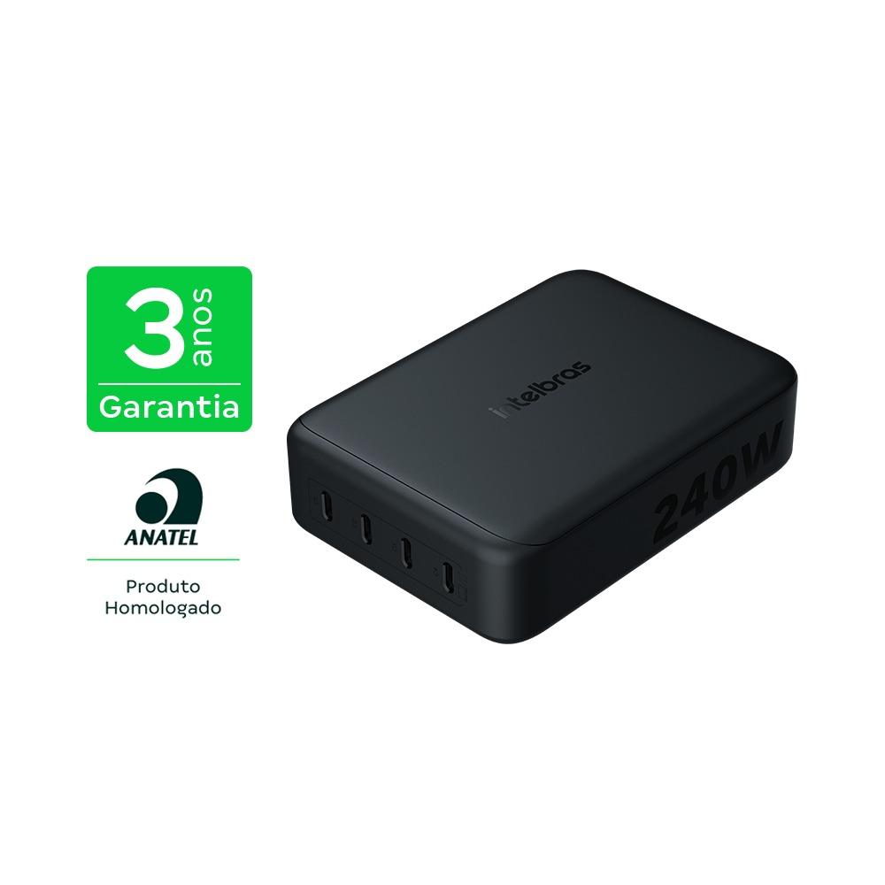Carregador de Mesa Multiportas Ultra Rapido 240W EC40 Intelbras 4x USB-C - Preto