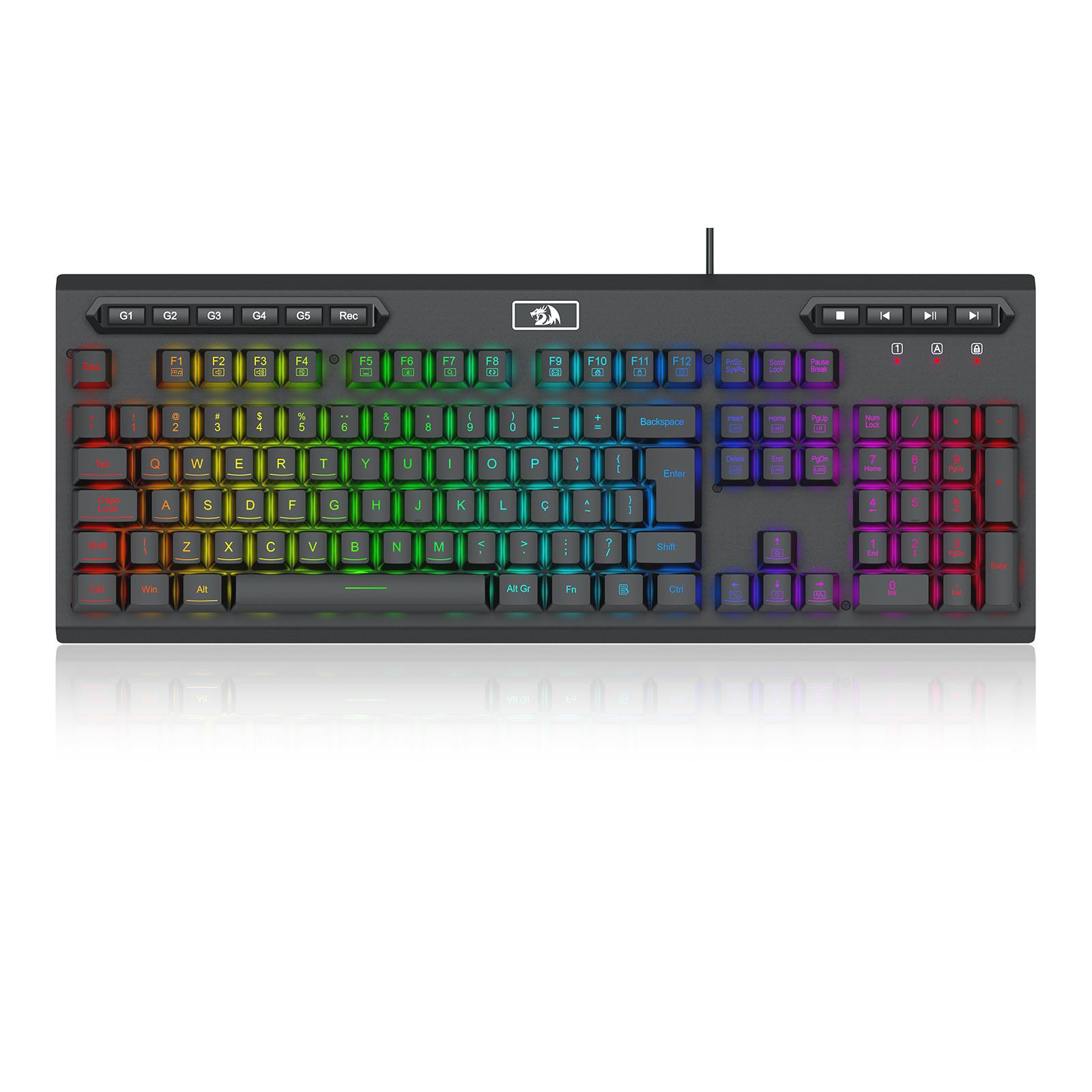 Teclado Gamer Redragon Aditya RGB Full Size ABNT2 - Preto