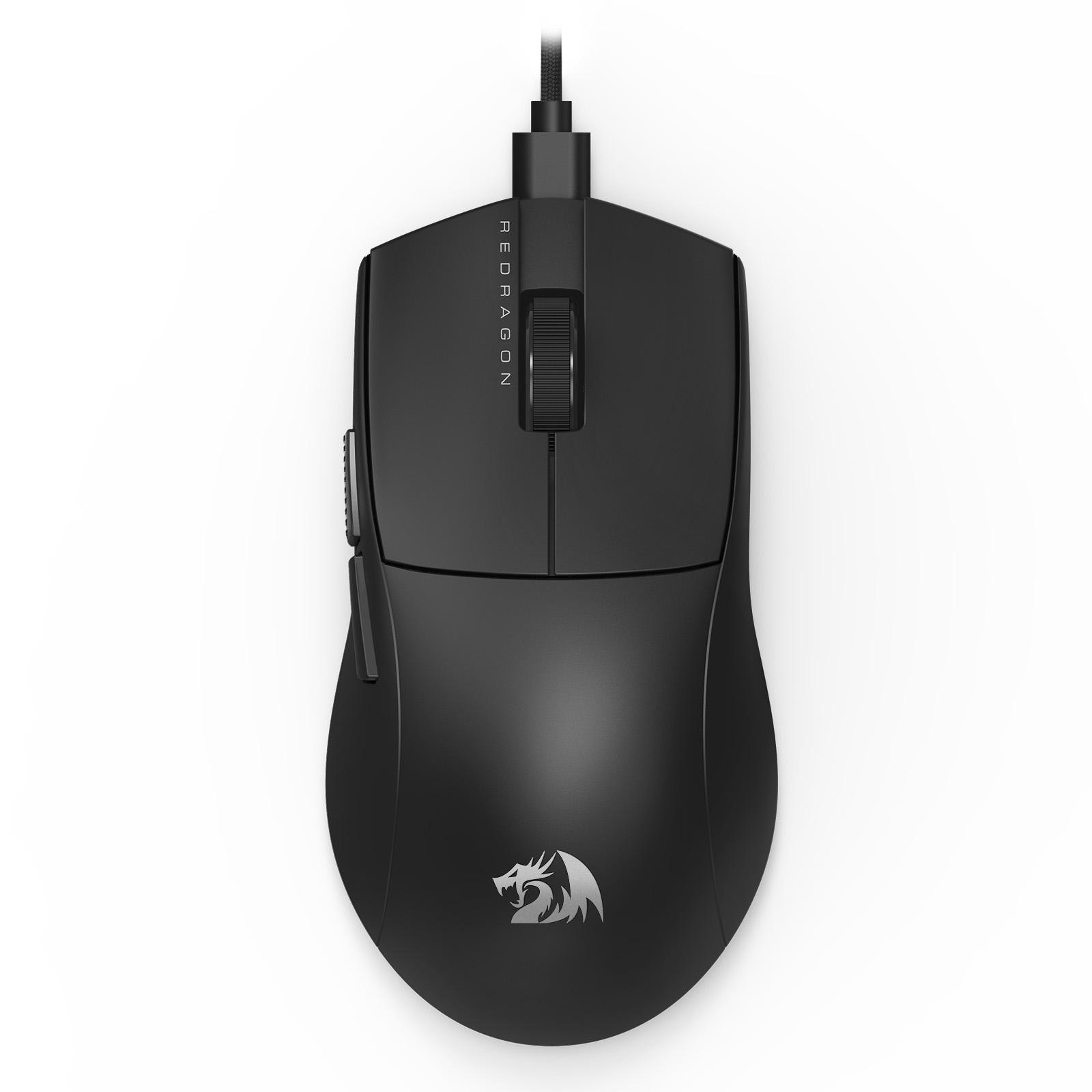 Mouse Gamer Redragon K1NG 1K Preto PAW3327 Cabo USB Tipo-C Removível 12400 DPI M724