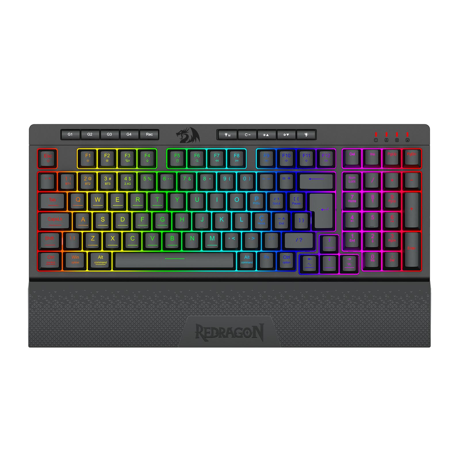 Teclado Gamer sem Fio Redragon Shiva Pro Wireless/bluetooth/tipo-C 98 RGB Preto K515RGB-PRO Pt