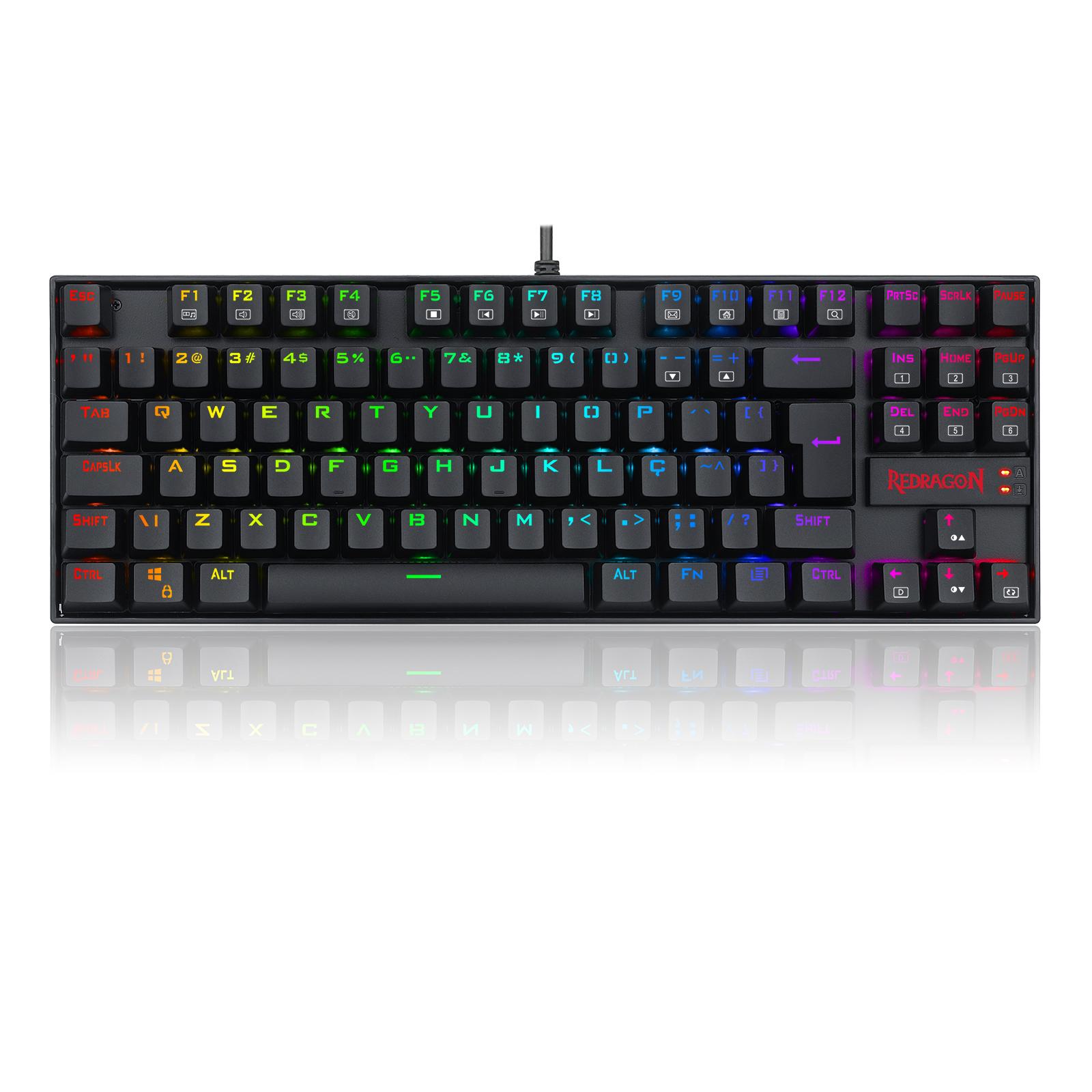 Teclado Gamer Magnético Redragon Kumara Pro V2, RGB, Switch Marrom. Preto