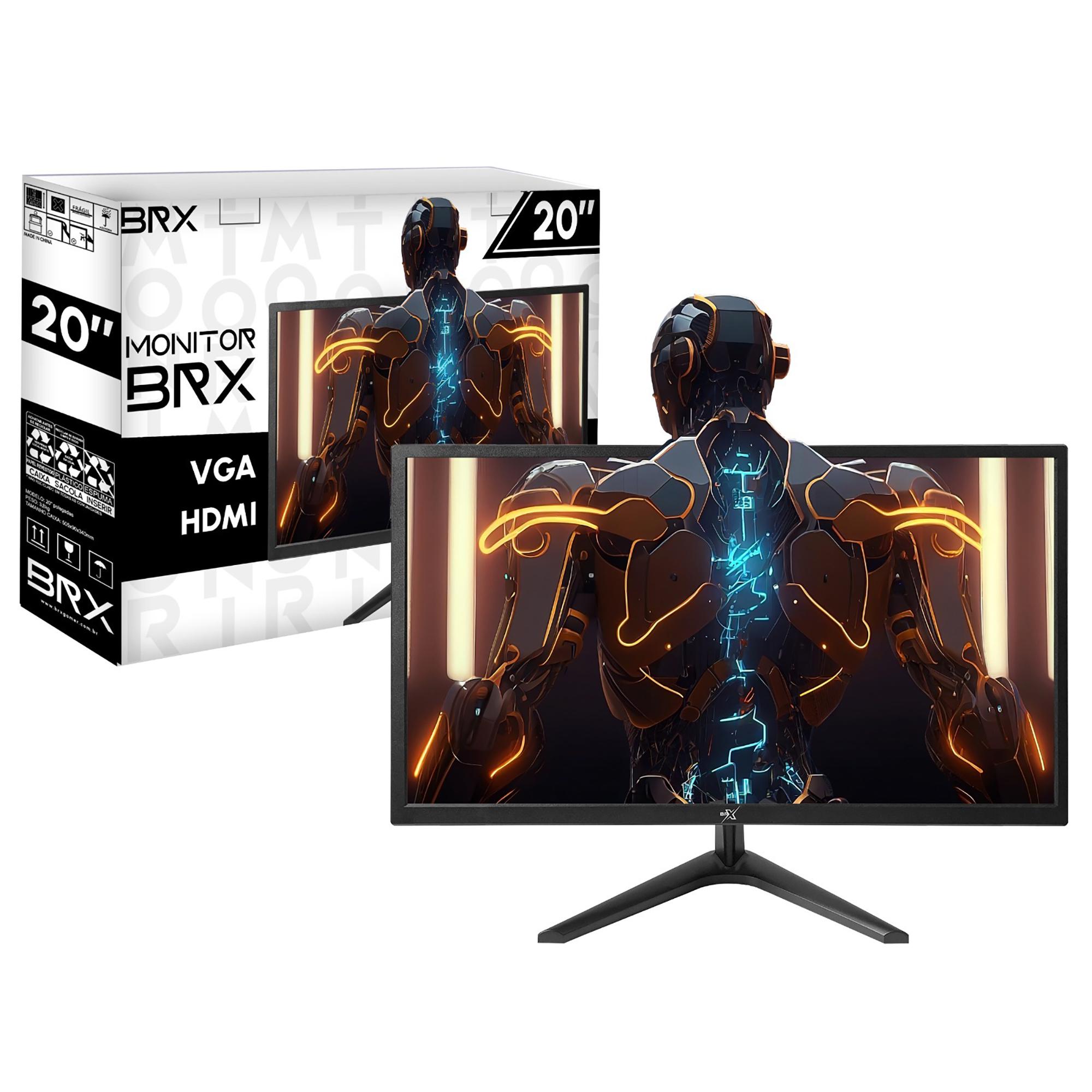 Monitor LED BRX 20" 1440x900 75Hz 5ms HDMI/VGA VESA 75x75mm - Preto