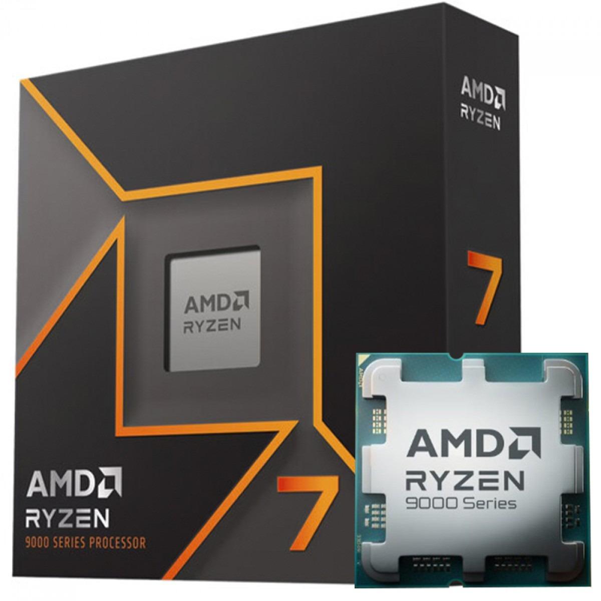 Processador AMD Ryzen 7 9700x 3.8GHz (5.5GHz Max) 8-NUCLEOS 16-THREADS 32MB sem Cooler com Vídeo, AM5