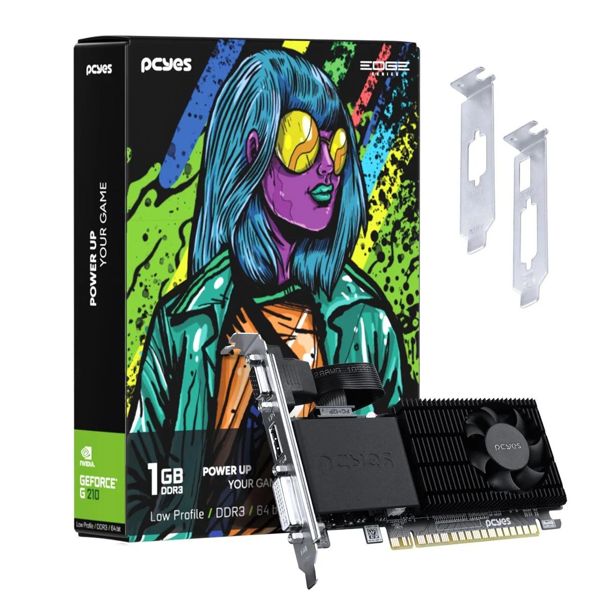 Placa de Vídeo Nvidia GeForce GT 210 1GB DDR3 64-BIT Projeto Edge Low Profile - PCYes