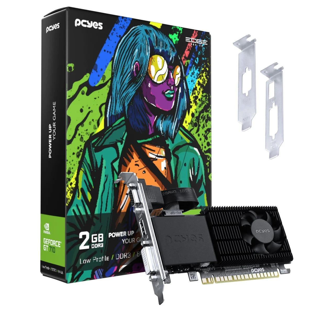 Placa de Vídeo Nvidia GeForce GT 710 2GB DDR3 64-BIT Projeto Edge Low Profile - PCYes