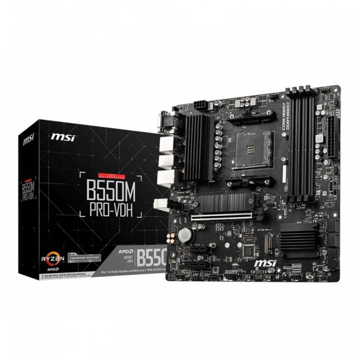 Placa Mãe MSI B550M Pro-Vdh, Chipset B550, AM4, MATX, DDR4, M.2, HDMI/DP/VGA