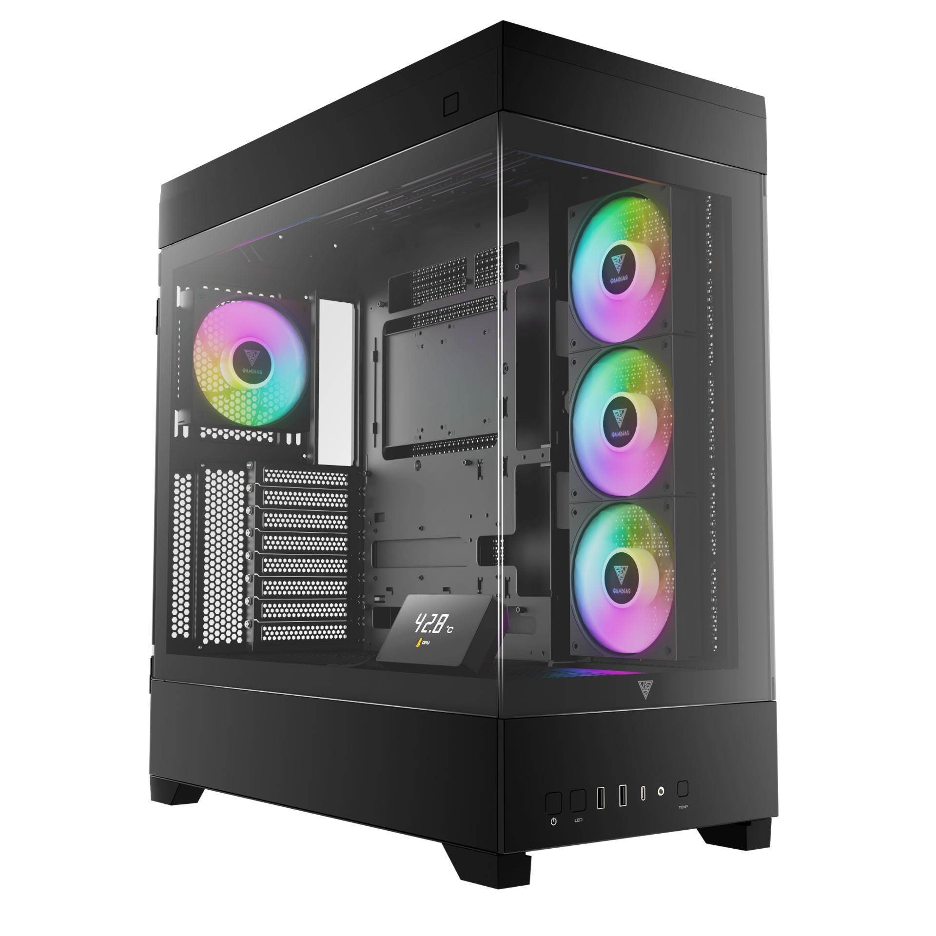 Gabinete Gamer ATX Gamdias Atlas P1, Mid-Tower, Vidro Temperado, com 4 Fans ARGB sem Fonte