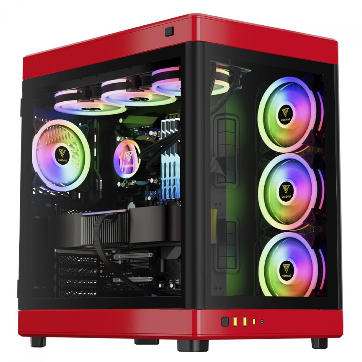 Gabinete Gamer ATX Gamdias Neso P1 Br, Full-Tower, Vidro Temperado, sem Fans - Preto/Vermelho