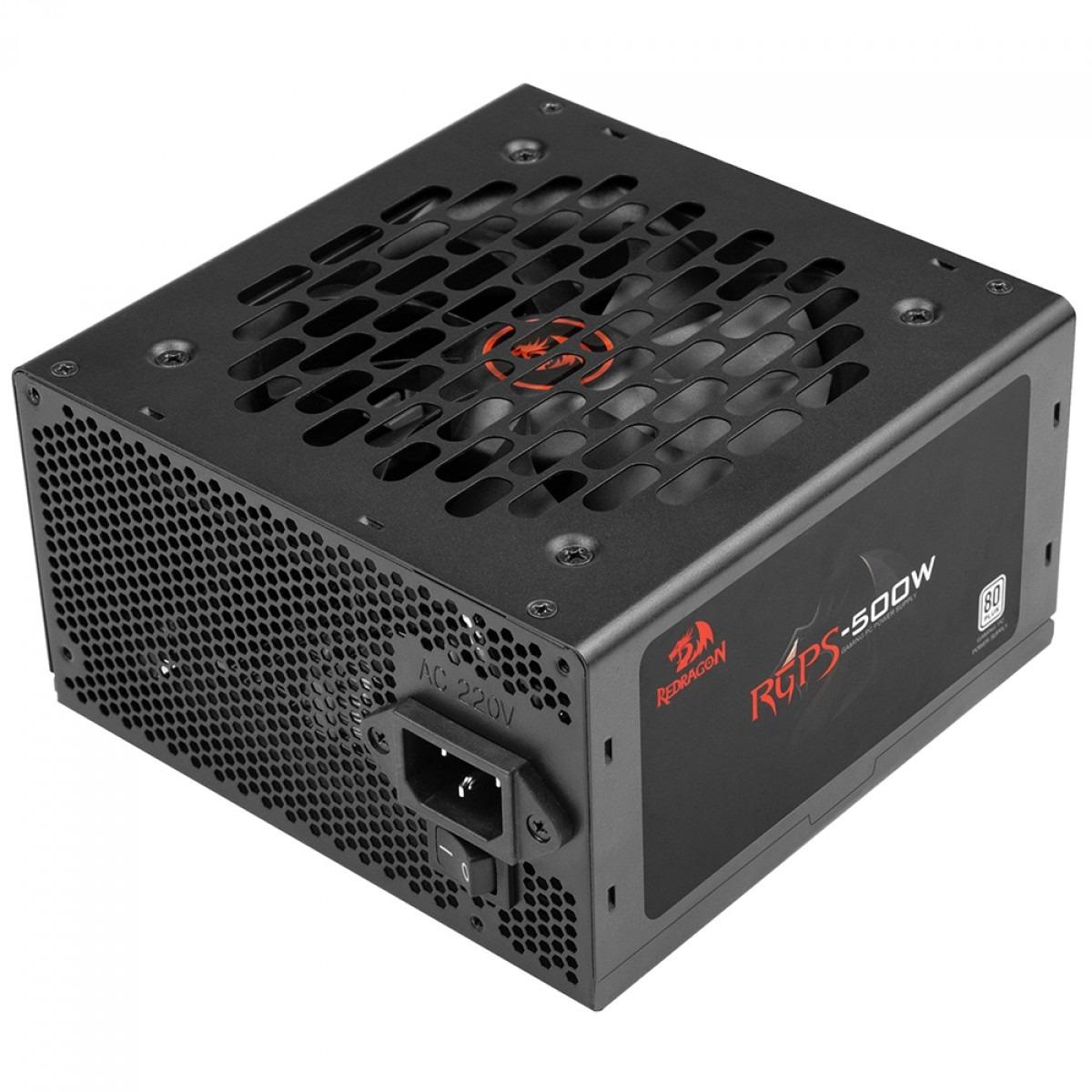 Fonte ATX 400W 80 Plus White Redragon Rgps, PFC Ativo, Cabo Flat, sem Cabo Força