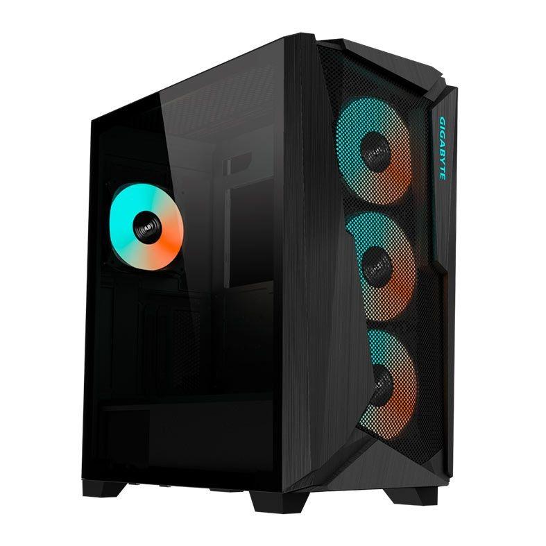 Gabinete Gamer ATX Gigabyte C301 Glass, RGB, Mid-Tower, Lateral Vidro, com 4 Fans - Preto