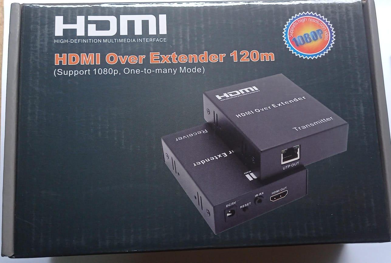 Extensor HDMI 120 Metros x RJ45 CAT5/CAT6 1080P Bivolt GV Cabos