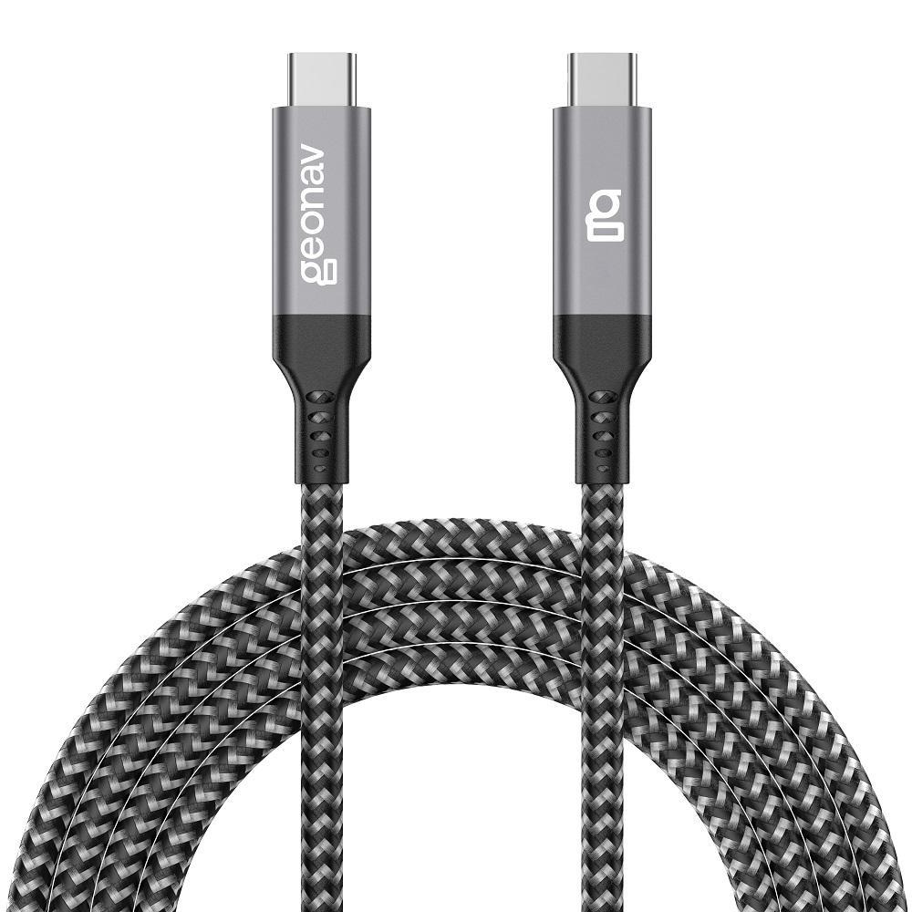 Cabo Geonav USB-C para USB-C, em Nylon Trançado, Preto, 1,5 Metros, UCC07