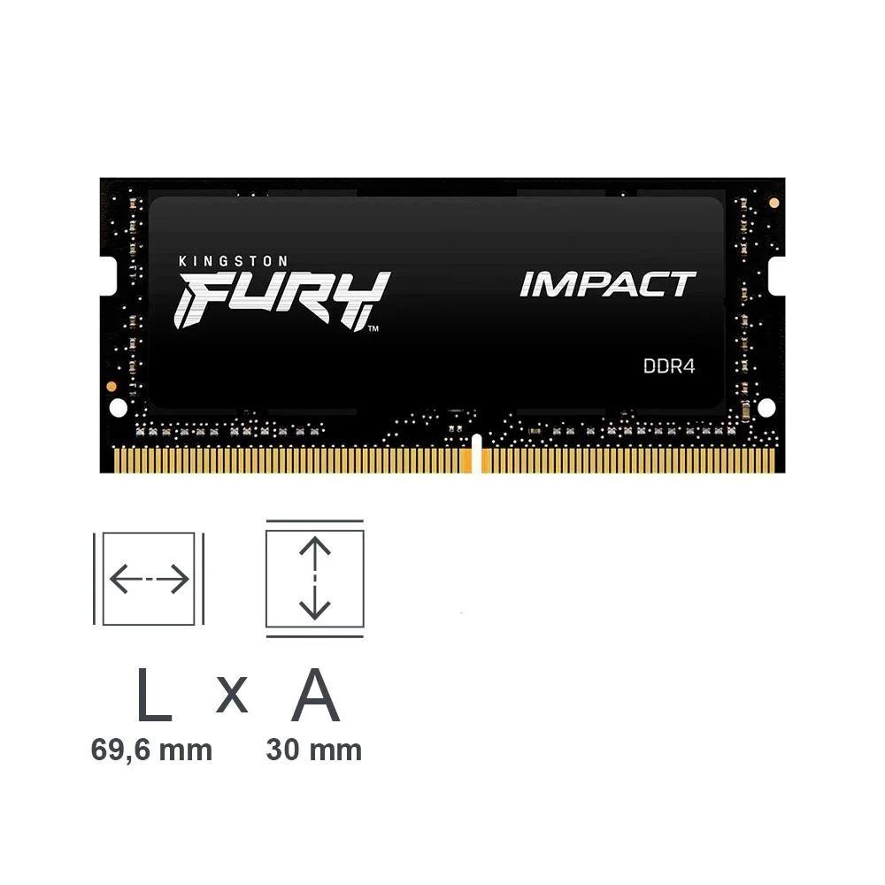 Memória 16GB DDR4 3200MHz CL20 Kingston Fury Impact para Notebook