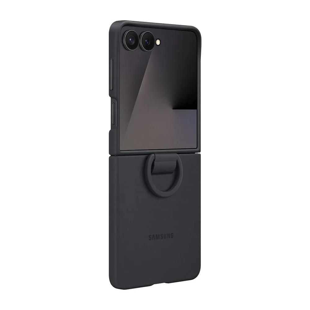 Capa Silicone com Argola Galaxy Z FLIP7 Preto