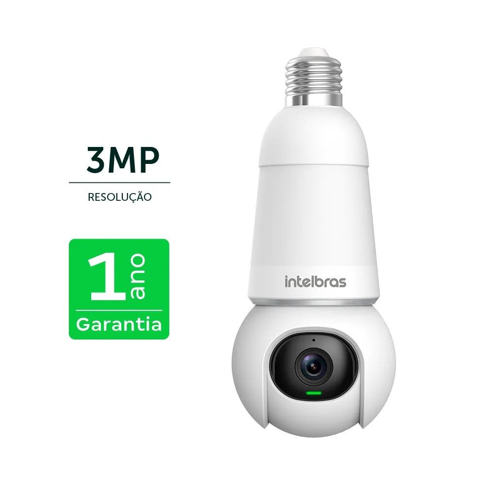 Câmera Lâmpada Inteligente Wi-Fi Interna 3MP, 360º, Mic e Alto Falante, Bivolt