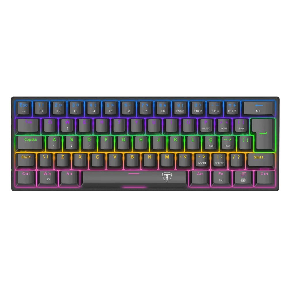 Teclado Gamer Mecânico T-Dagger Arena Preto Rainbow Switch Brown ABNT2