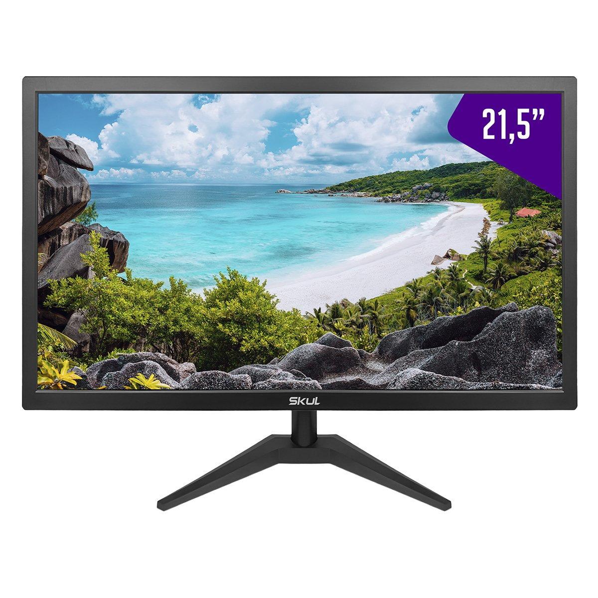 Monitor LED 21,5'' Skull Office Full HD 5ms Hdmi+vga VESA 75x75mm - Preto