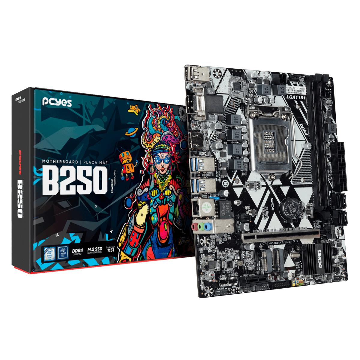 Placa Mãe PCYes LGA1700, 2x DDR4 (Max 64GB) Rede 1000 HDMI/DP/VGA M-ATX
