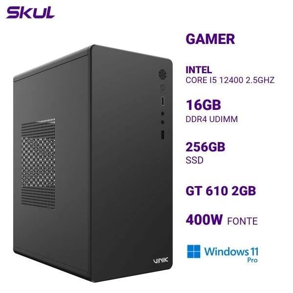 Desktop SKUL B500 i5-12400 2.5GHz, 16GB DDR4, 256GB SSD, GT 610 2GB, Fonte 400W, Windows 11 Pro