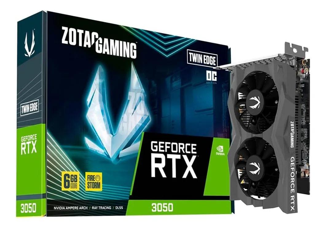 Placa de Vídeo Zotac RTX3050 Twin Edge OC 6GB GDDR6 96 Bits -Zt-A30510H-10L