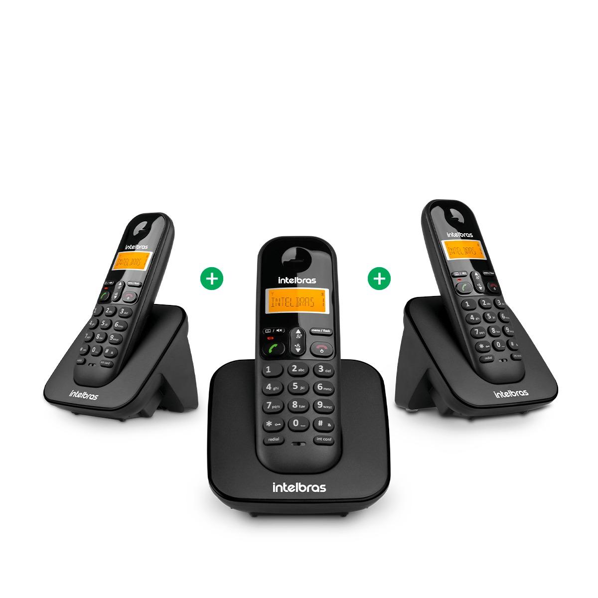Telefone sem Fio Digital + Dois Ramais TS 3113 Preto - Intelbras