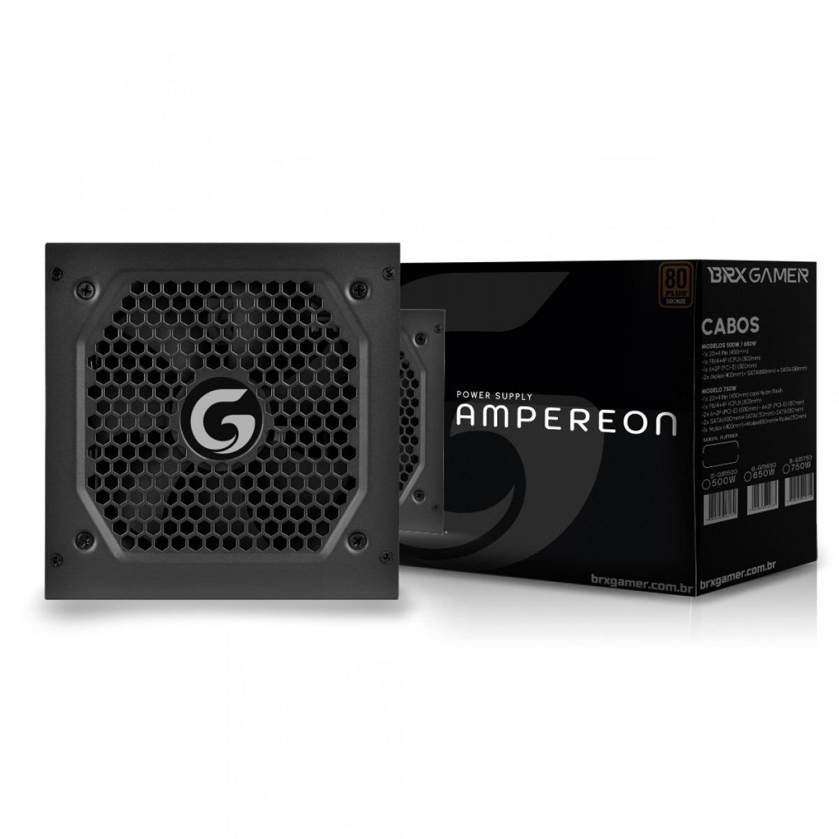 Fonte BRX Gamer Ampereon, 650W, 80PLUS, PFC Ativo, B-GM650
