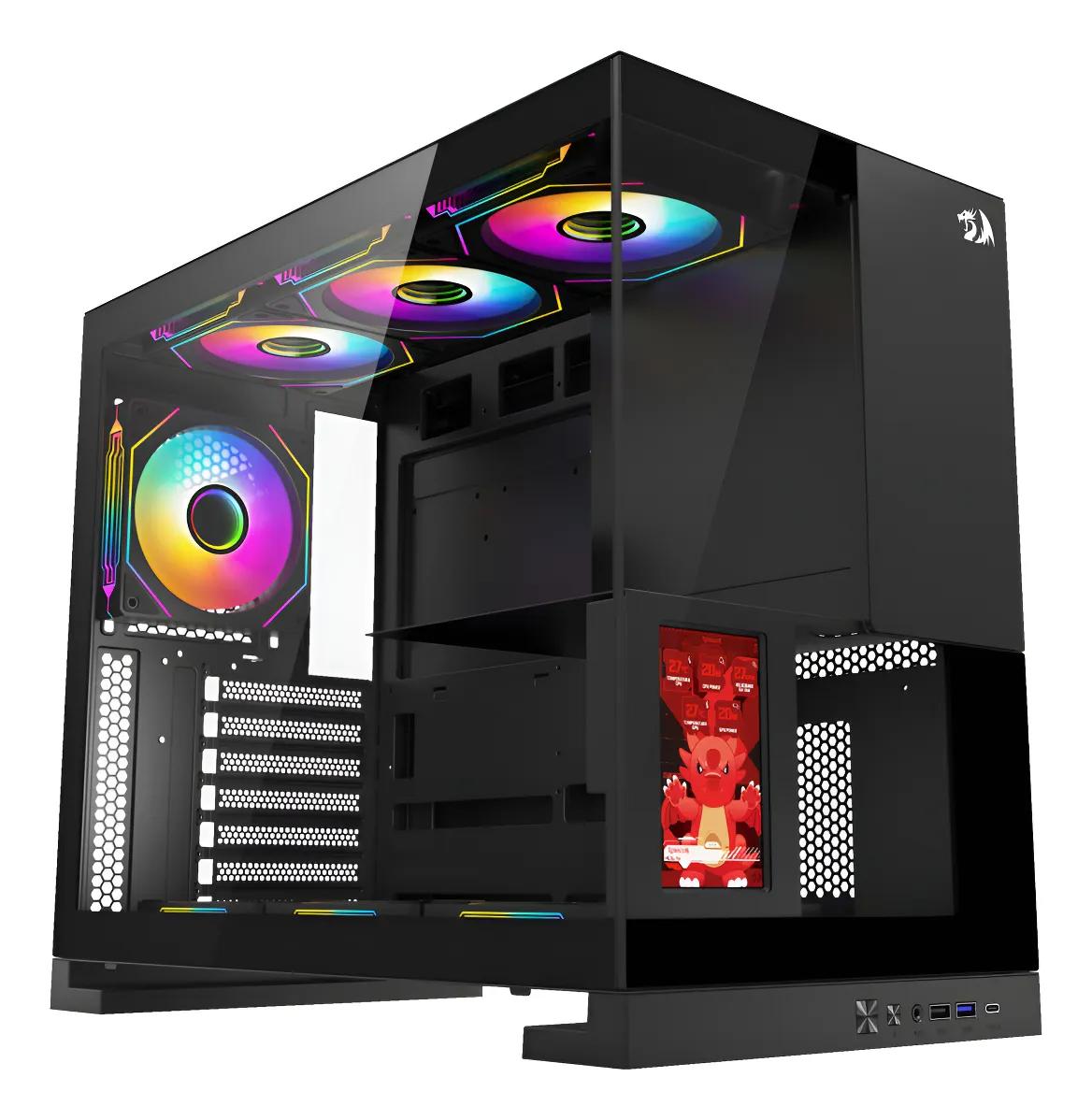 Gabinete Gamer Redragon Eternal Pro Preto sem Fan com Tela LCD CA-613B